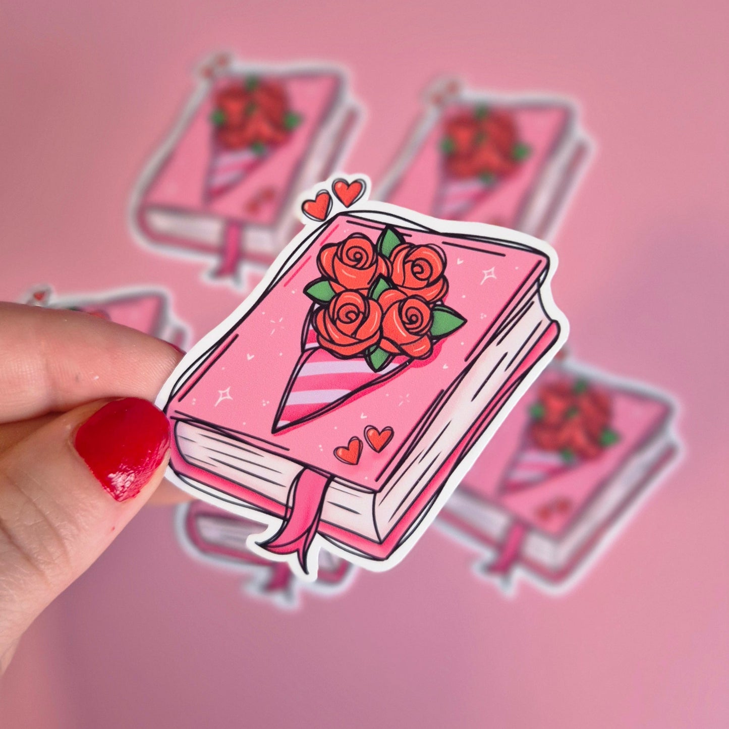 Romance Reader Book with Roses Vinyl Sticker