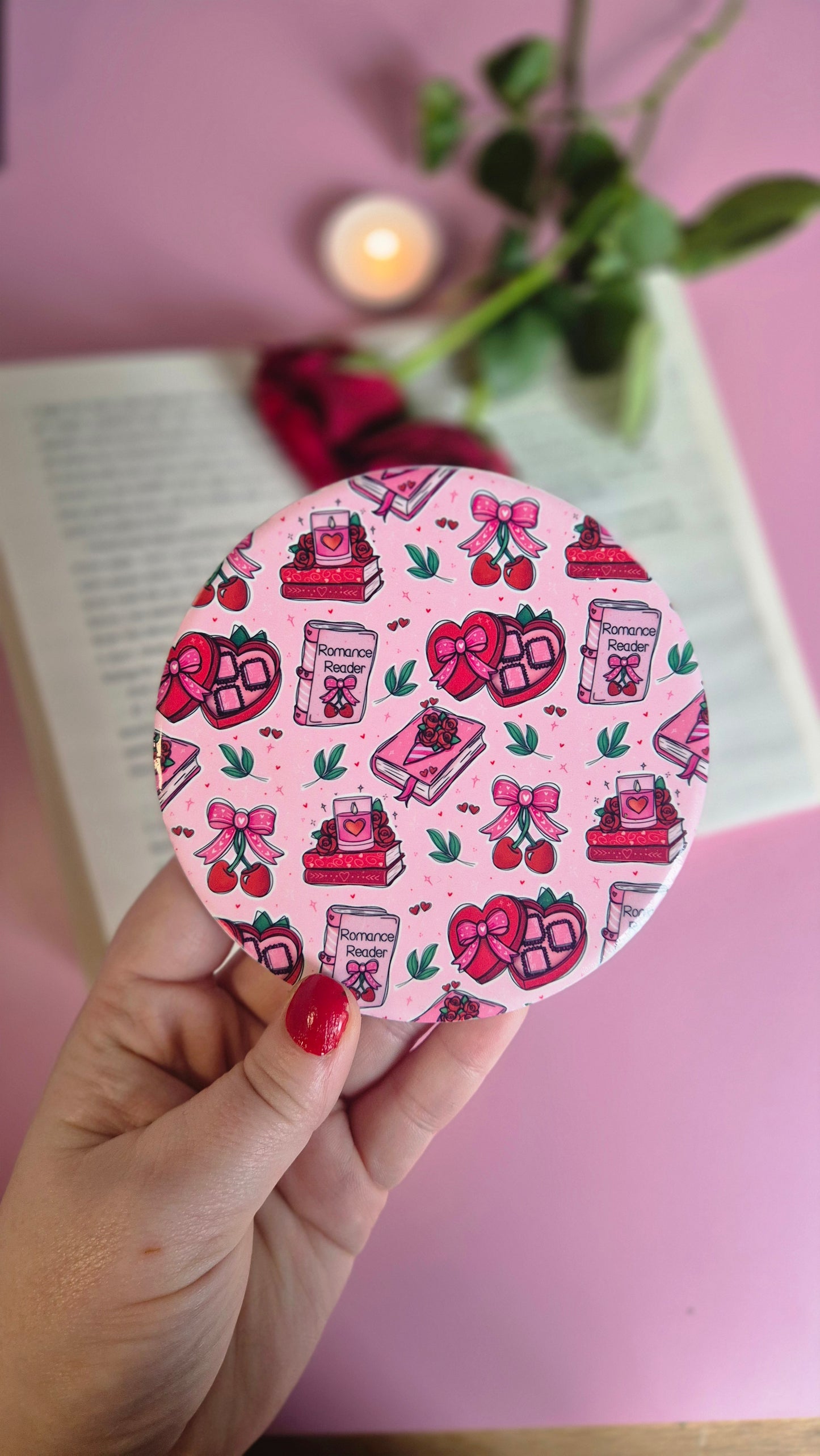 Romance Reader Ceramic Coaster