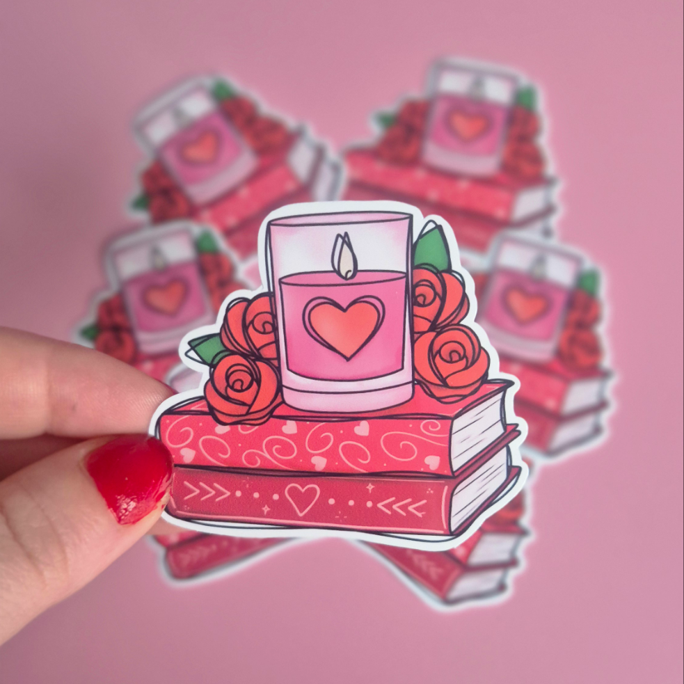 Romance Reader Bookstack Vinyl Sticker