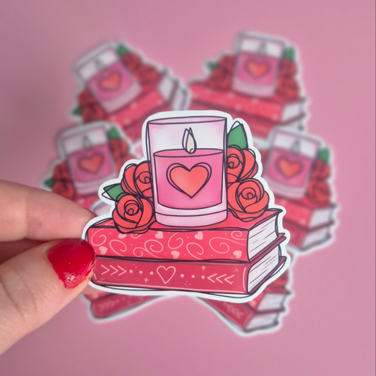 Romance Reader Bookstack Vinyl Sticker