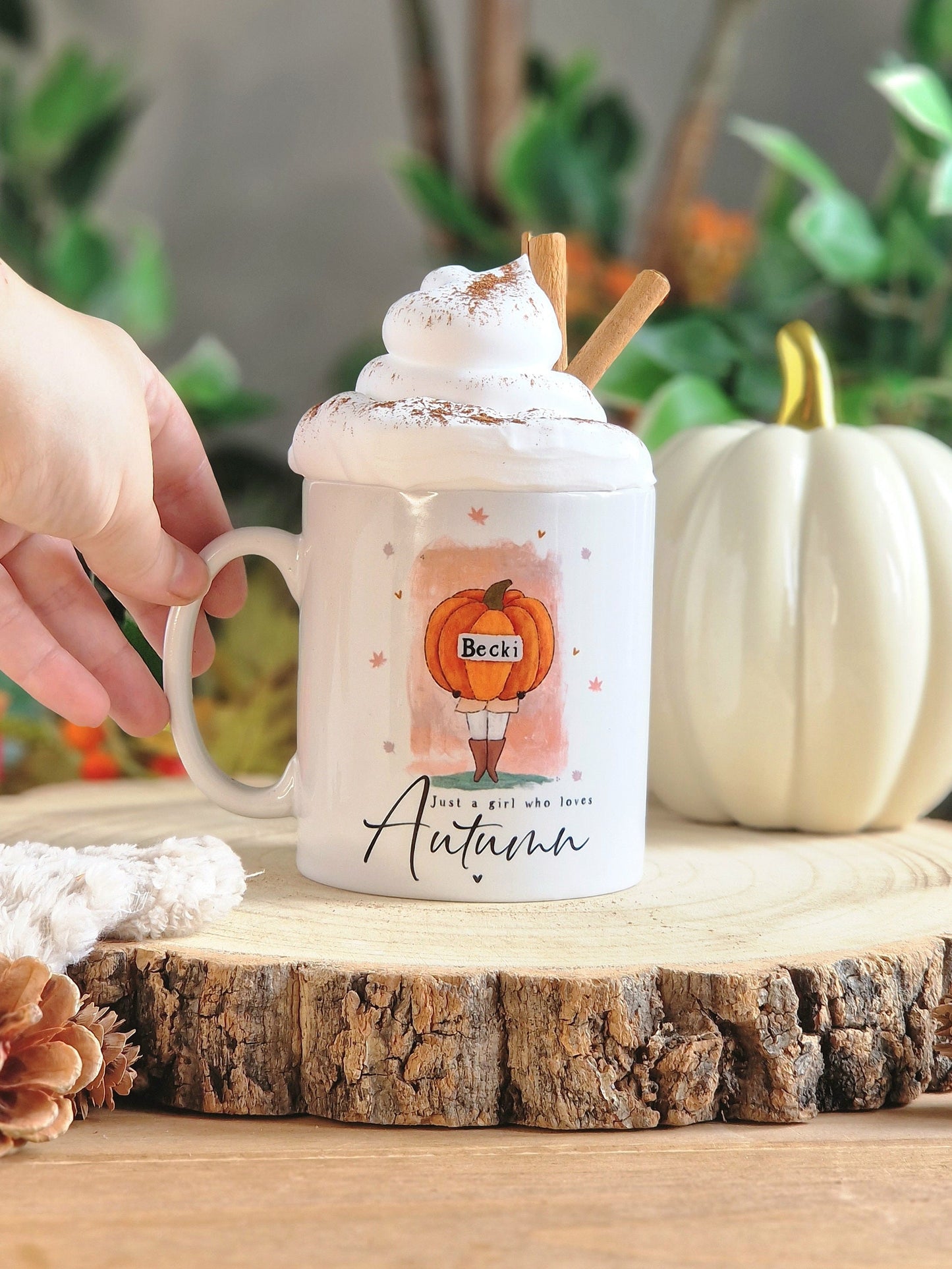 personalised autumn mug, autumn home decor, pumpkin mug, october birthday gift for her, autumn decorations, name mug, custom coffee mug uk