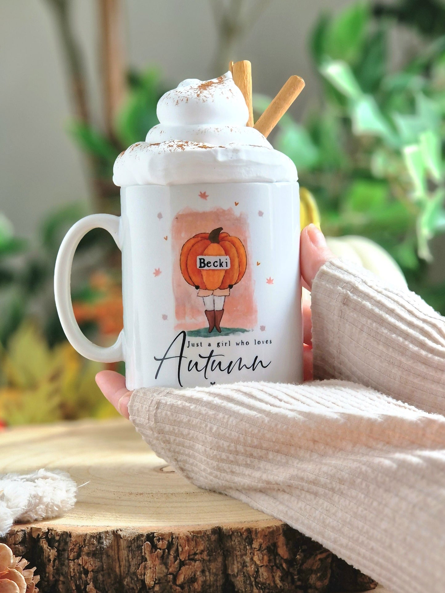 personalised autumn mug, autumn home decor, pumpkin mug, october birthday gift for her, autumn decorations, name mug, custom coffee mug uk