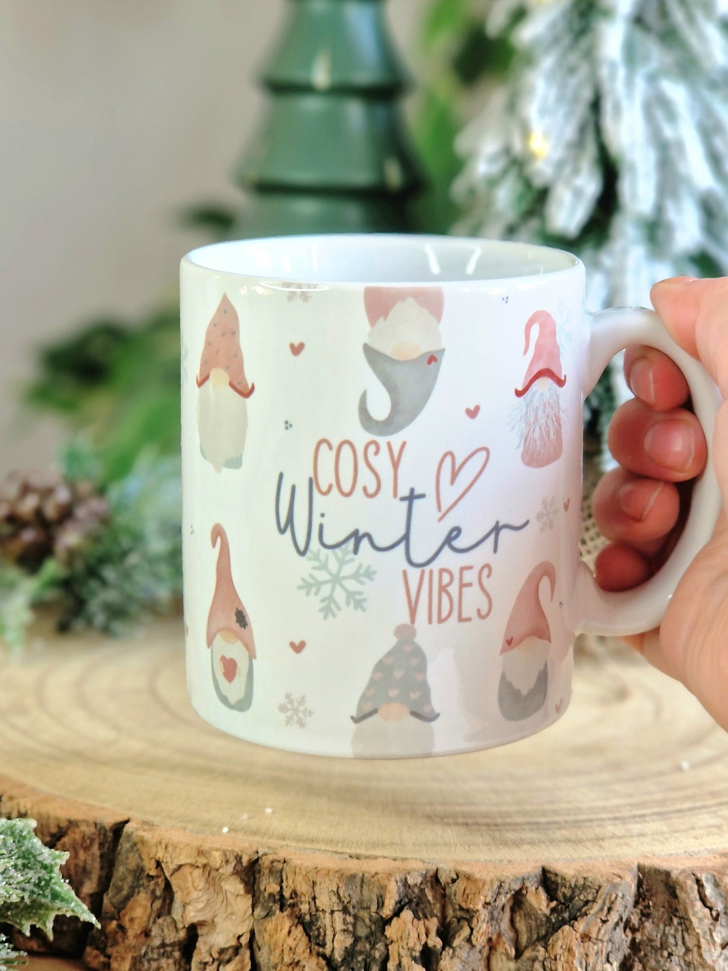 Pink Christmas gonk mug, cosy winter vibes, christmas gnome gifts, nordic hygge decor, cups for her, gift for mum, present for daughter, UK