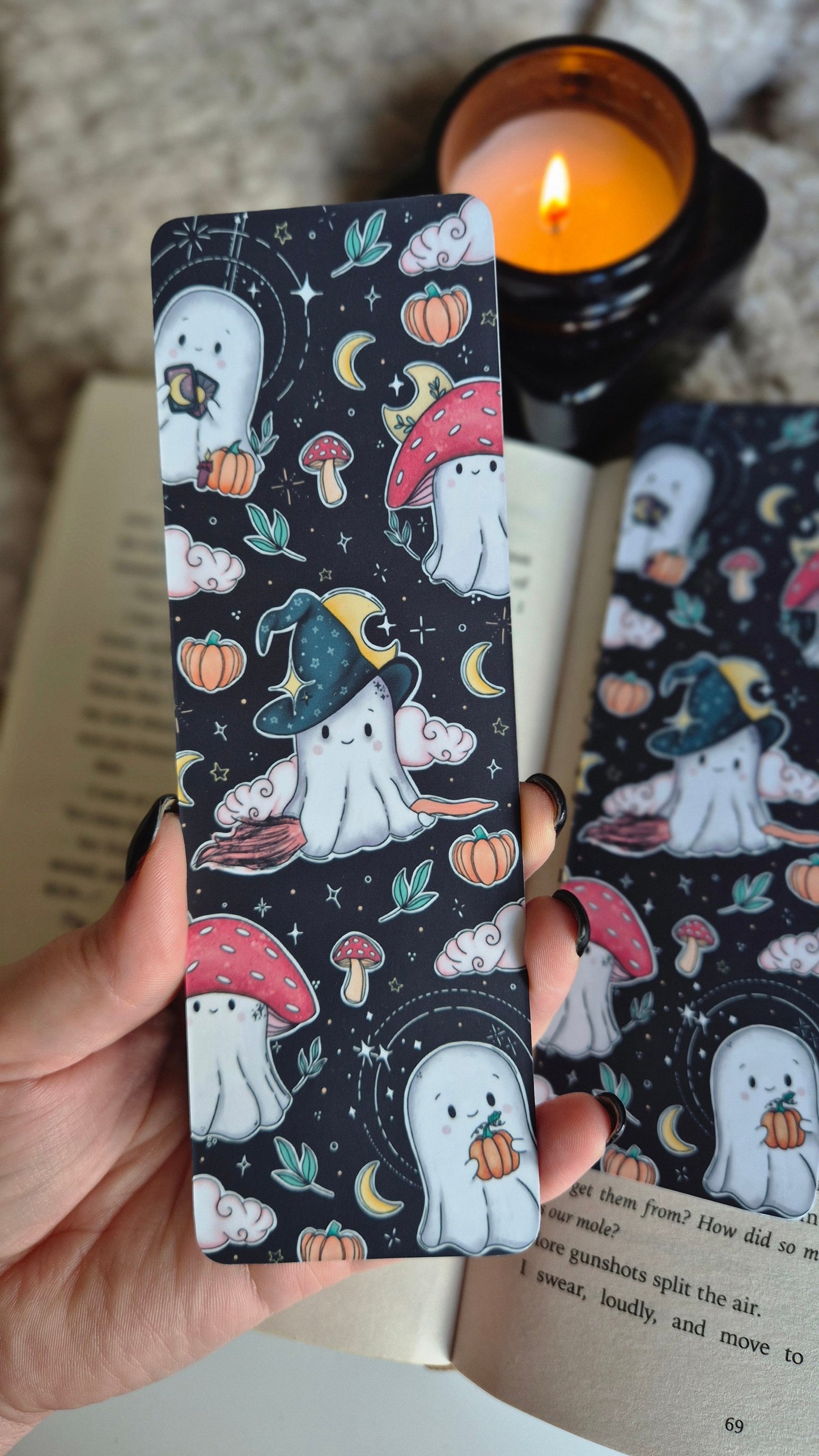Cute ghost bookmark, halloween bookmarks, magic ghosts illustration, original artwork, gifts for readers, spooky season stationary, handmade