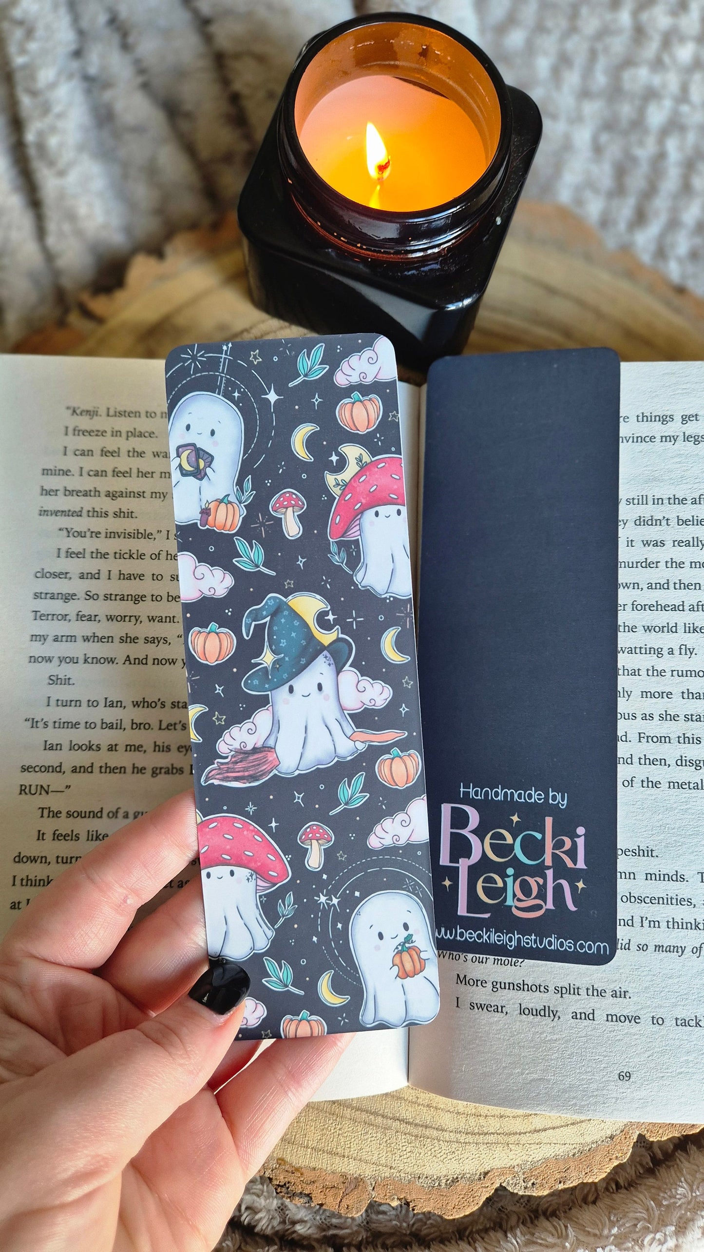 Cute ghost bookmark, halloween bookmarks, magic ghosts illustration, original artwork, gifts for readers, spooky season stationary, handmade