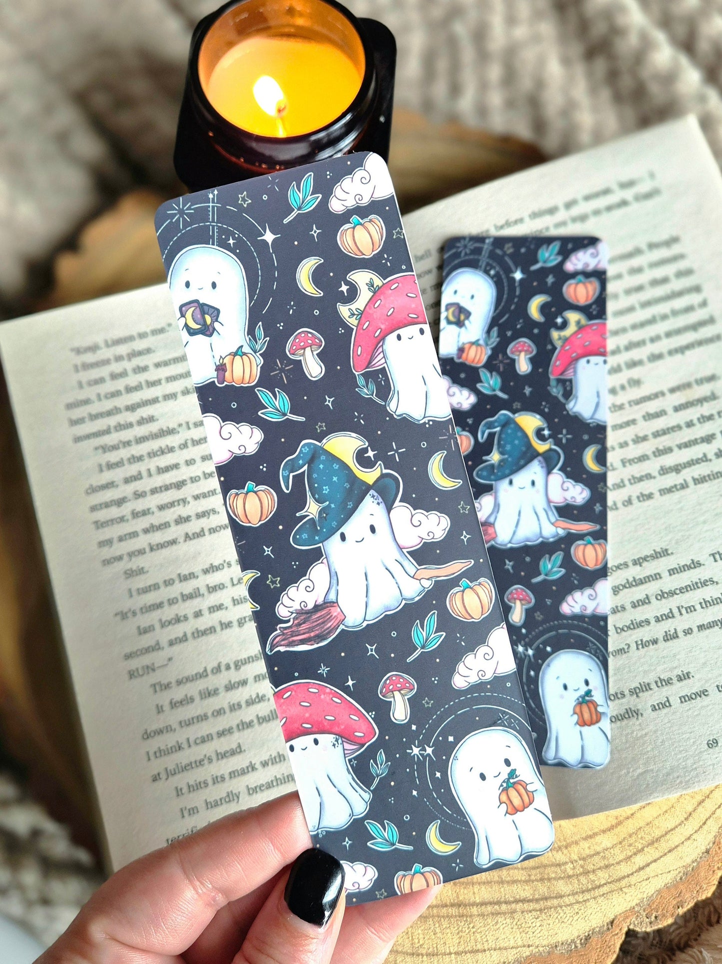 Cute ghost bookmark, halloween bookmarks, magic ghosts illustration, original artwork, gifts for readers, spooky season stationary, handmade