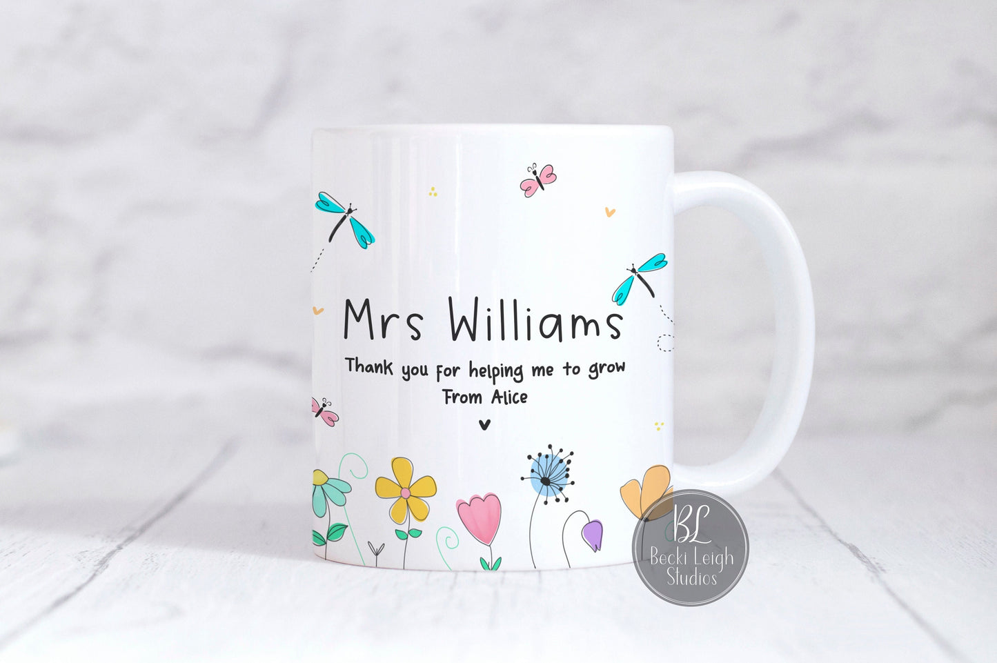 personalised teacher mug, end of year teacher gift, teacher retirement, thankyou teaching assistant, thank you for helping me to grow, UK