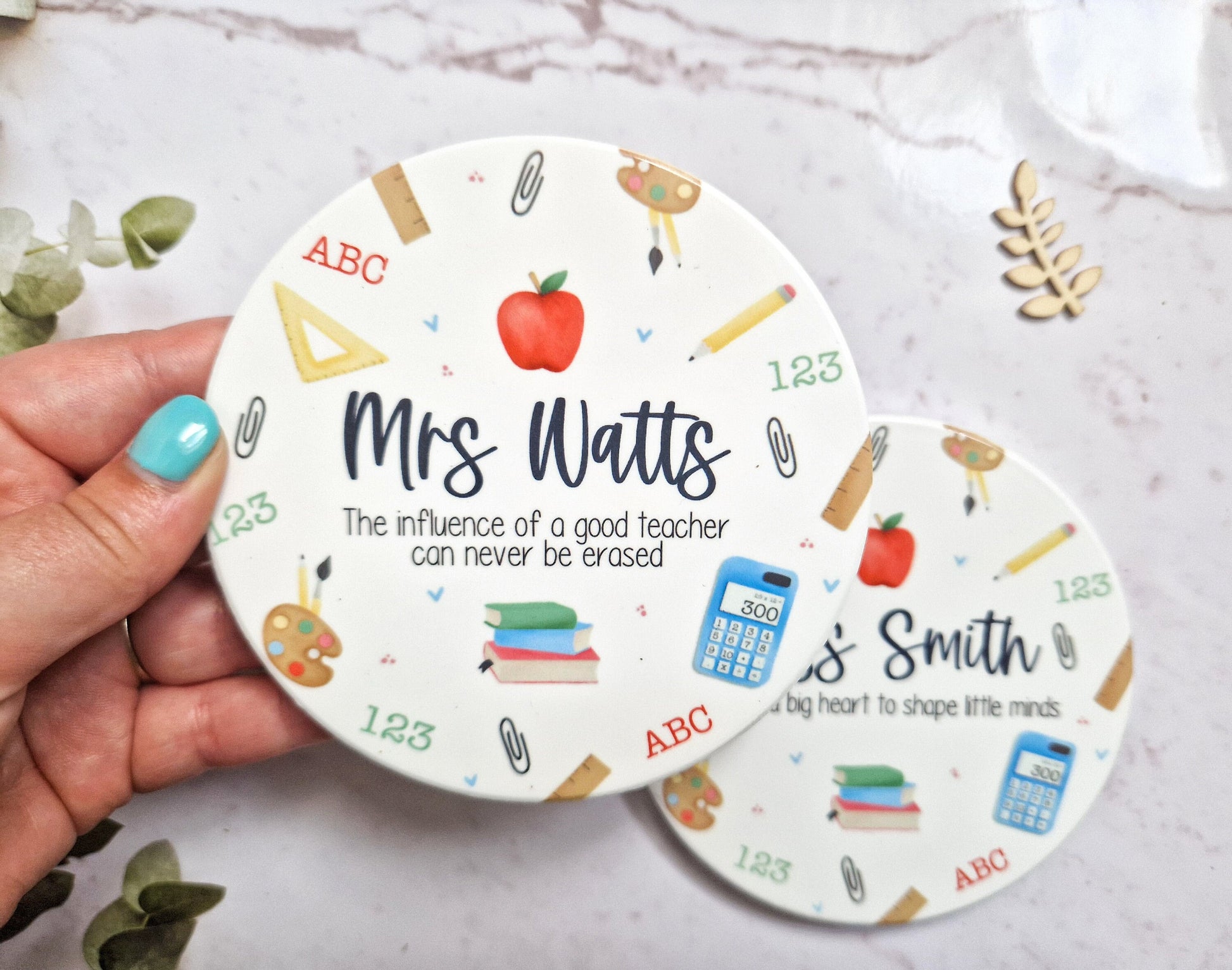 personalised teacher Coaster, future teacher, end of year teacher gift, teacher retirement, preschool teacher gifts, teacher gift box items