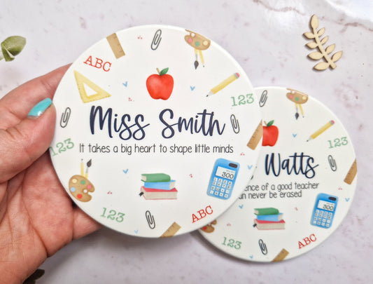 personalised teacher Coaster, future teacher, end of year teacher gift, teacher retirement, preschool teacher gifts, teacher gift box items