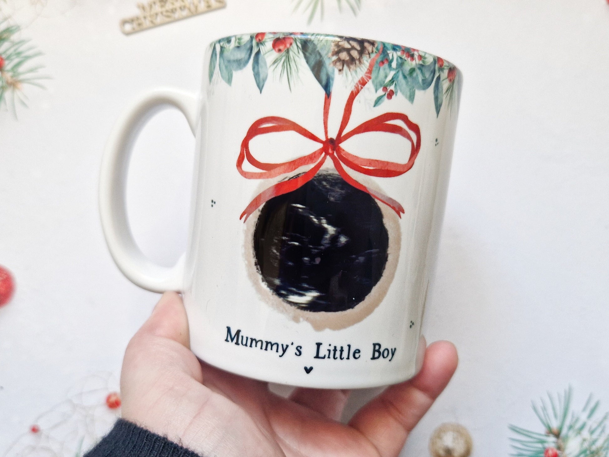 Mummy to be christmas gift, personalised christmas mug for new mummy, new mum gift, to mummy from bump, baby scan keepsake, baby shower gift