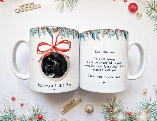 Mummy to be christmas gift, personalised christmas mug for new mummy, new mum gift, to mummy from bump, baby scan keepsake, baby shower gift