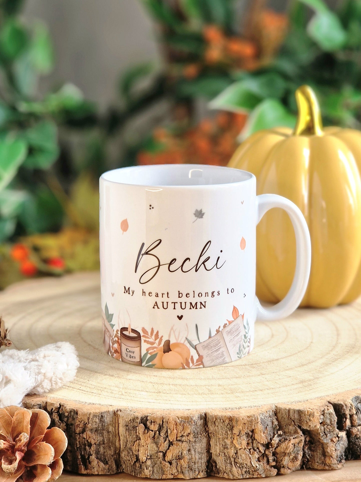 Personalised Autumn Mug, Autumn gift for her, Autumn home decor, cosy vibes gifts, Pumpkin decor, Hygge mug, Autumn UK, Autumn homeware