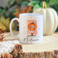 personalised autumn mug, autumn home decor, pumpkin mug, october birthday gift for her, autumn decorations, name mug, custom coffee mug uk