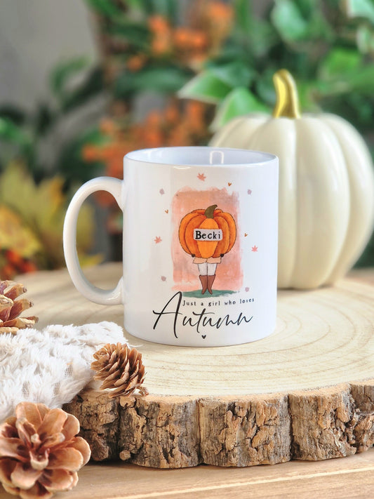 personalised autumn mug, autumn home decor, pumpkin mug, october birthday gift for her, autumn decorations, name mug, custom coffee mug uk
