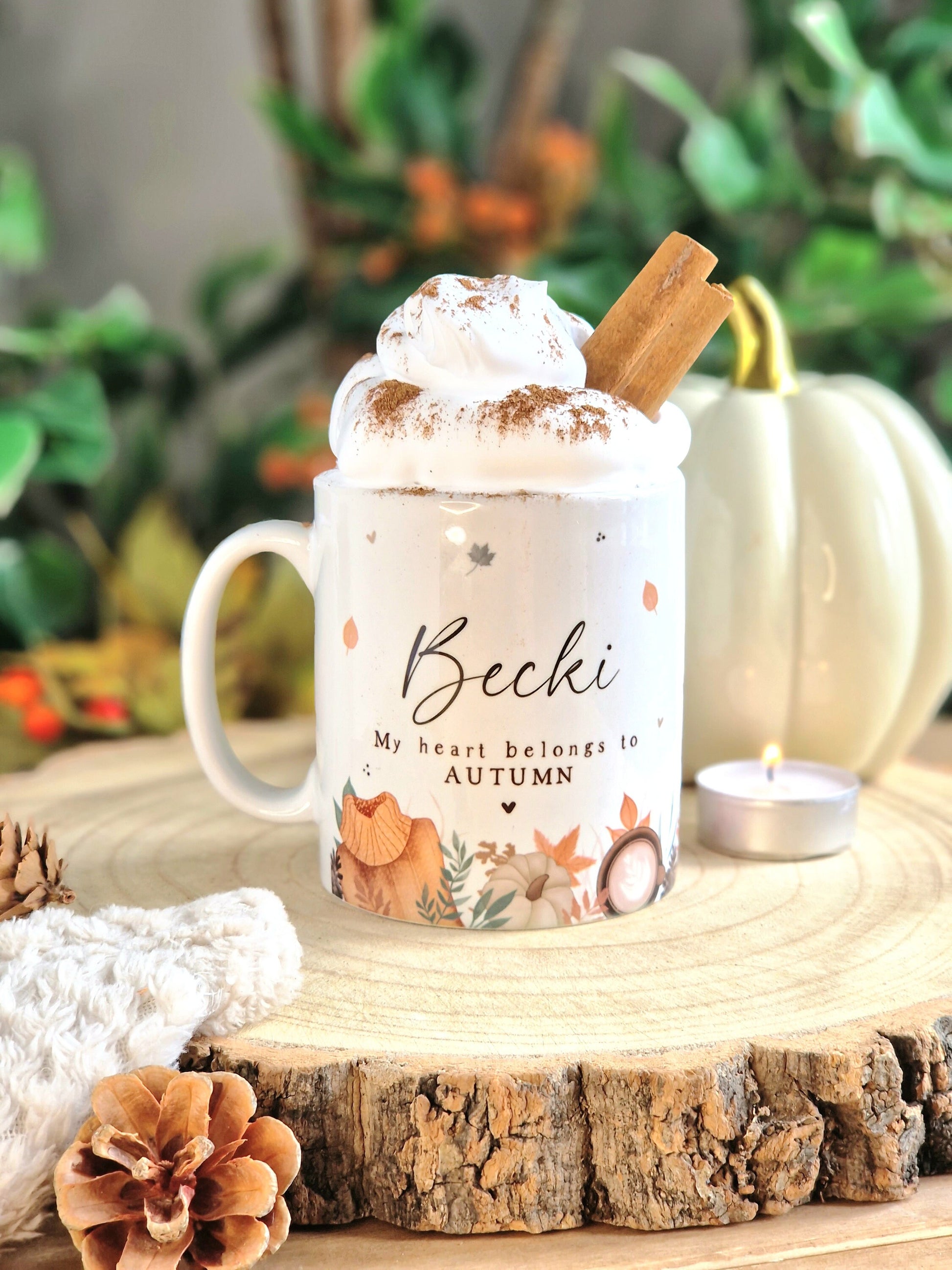 Personalised Autumn Mug, Autumn gift for her, Autumn home decor, cosy vibes gifts, Pumpkin decor, Hygge mug, Autumn UK, Autumn homeware