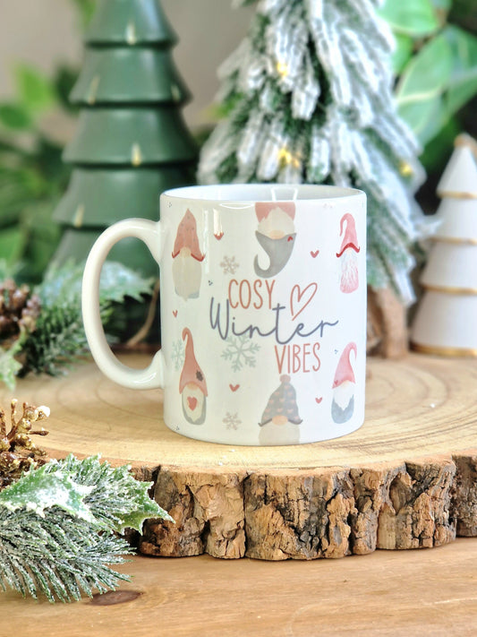 Pink Christmas gonk mug, cosy winter vibes, christmas gnome gifts, nordic hygge decor, cups for her, gift for mum, present for daughter, UK