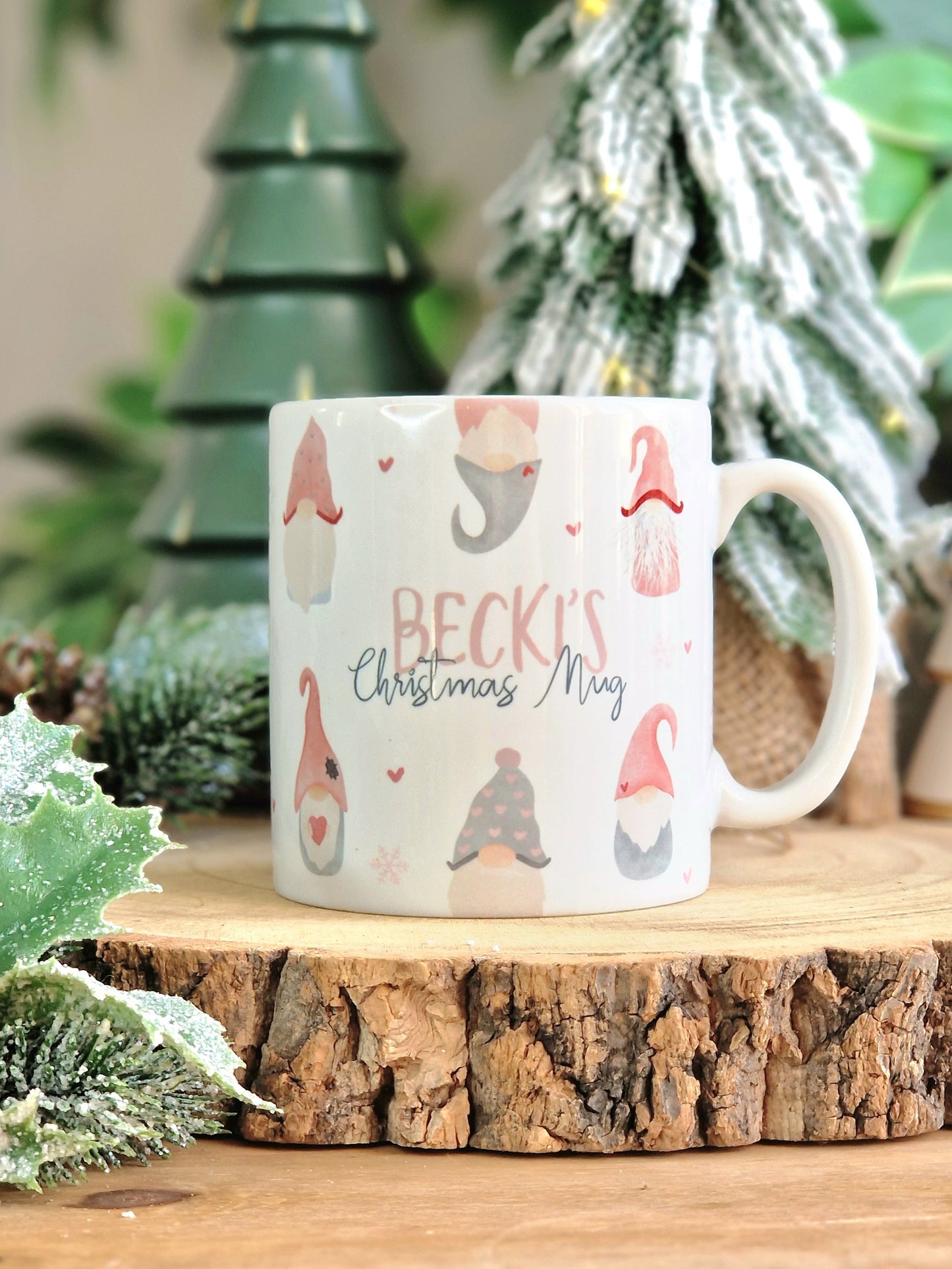 Personalised Gonk Christmas mug, Christmas gnome mug, pink Christmas decor, Scandinavian decor, Christmas Eve gift, stocking fillers for her