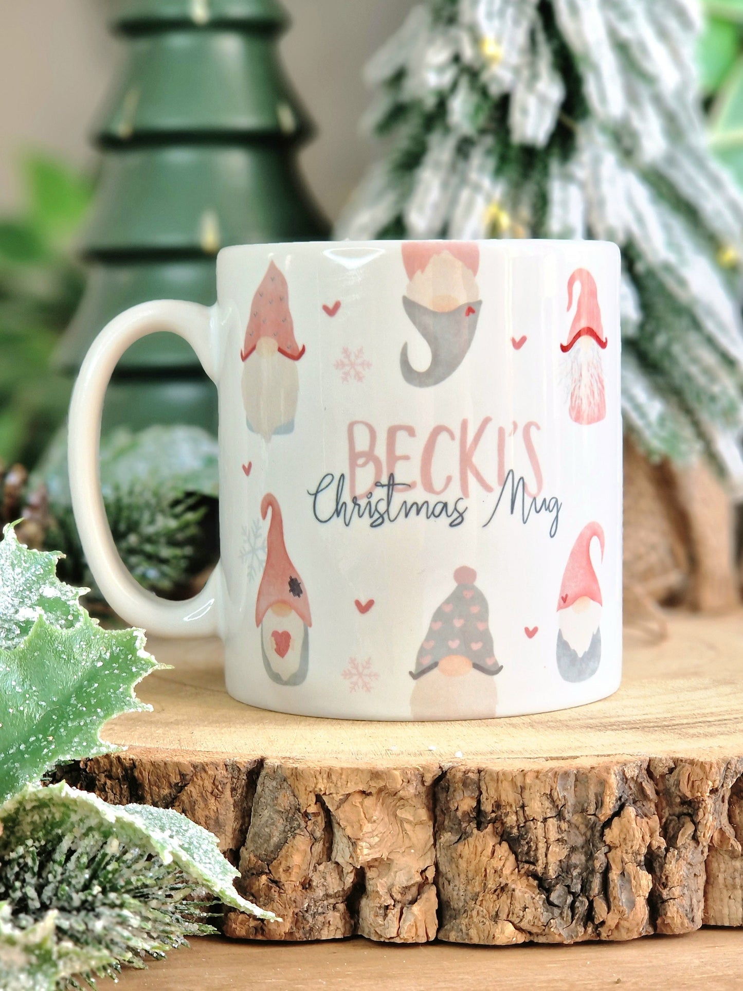 Personalised Gonk Christmas mug, Christmas gnome mug, pink Christmas decor, Scandinavian decor, Christmas Eve gift, stocking fillers for her