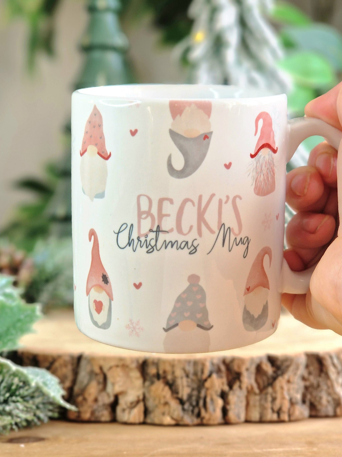 Personalised Gonk Christmas mug, Christmas gnome mug, pink Christmas decor, Scandinavian decor, Christmas Eve gift, stocking fillers for her