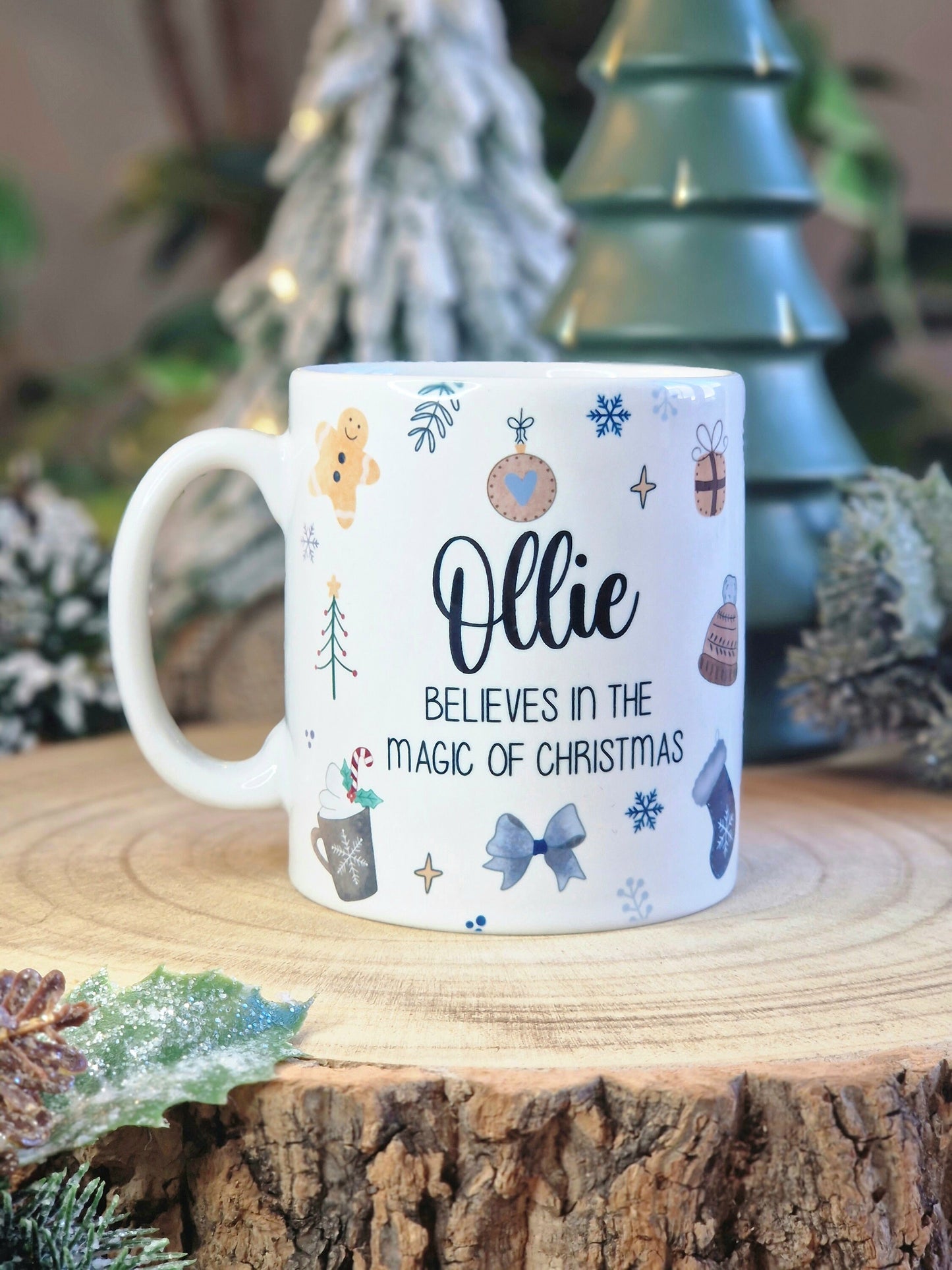 boys personalised christmas mug, christmas eve box stuffer, gift for son, grandson ideas, christmas movie mug, december birthday, made in UK