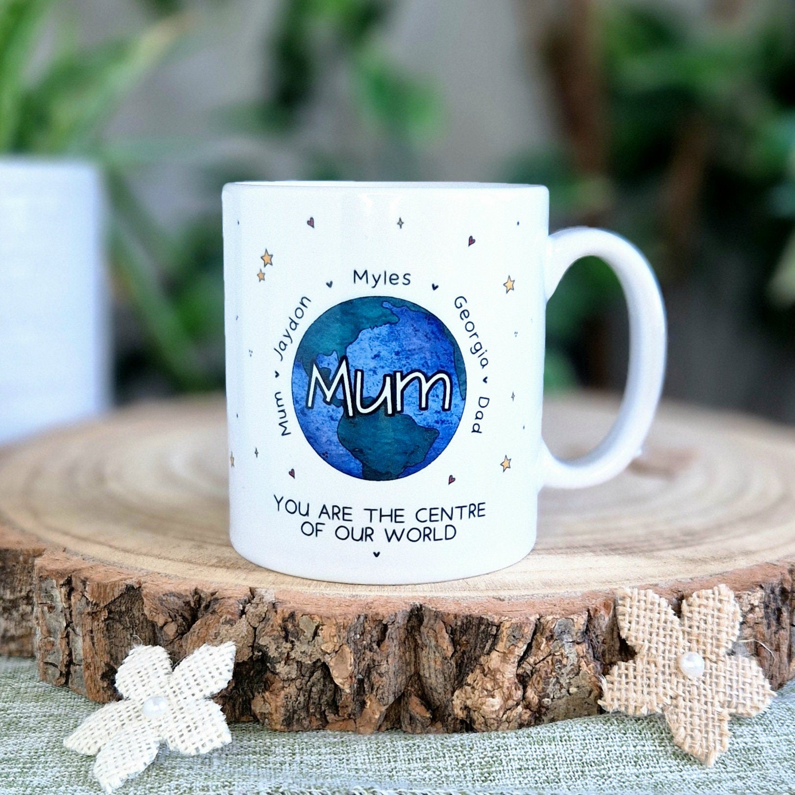 Mum's World, Personalised Mummy mug, mother daughter gift, mother's day mug, birthday presents for mum, custom name mug for her, family gift