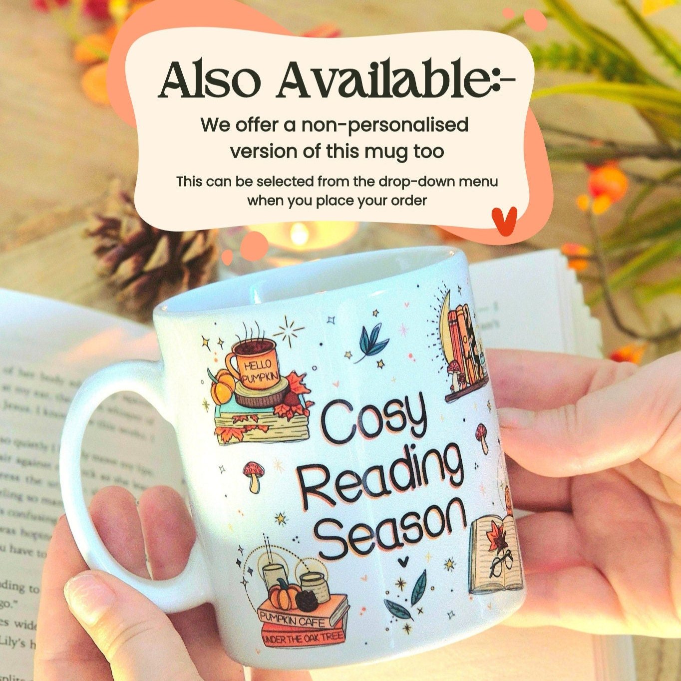 personalised Cosy Readers Mug, in my cosy reading season, autumn reads, bookworm gifts, cozy autumn vibes, best friend gift for her, UK made