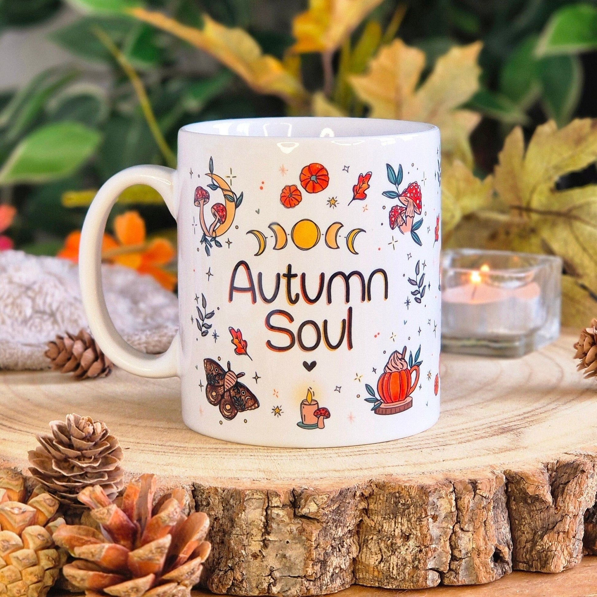 Autumn Soul Mug, Mushroom mug, fall decor, Autumn homeware, fairycore, cottagecore style, cute mugs for her, Autumn lover gift, made in UK