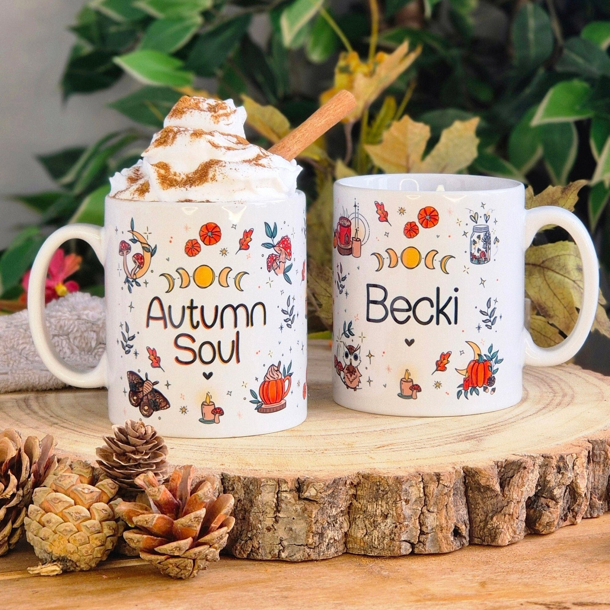 Personalised Autumn Mug, autumn home decorations, cute ceramic mug, fall decor, custom coffee mug, gifts for her, autumnal kitchen, pumpkins