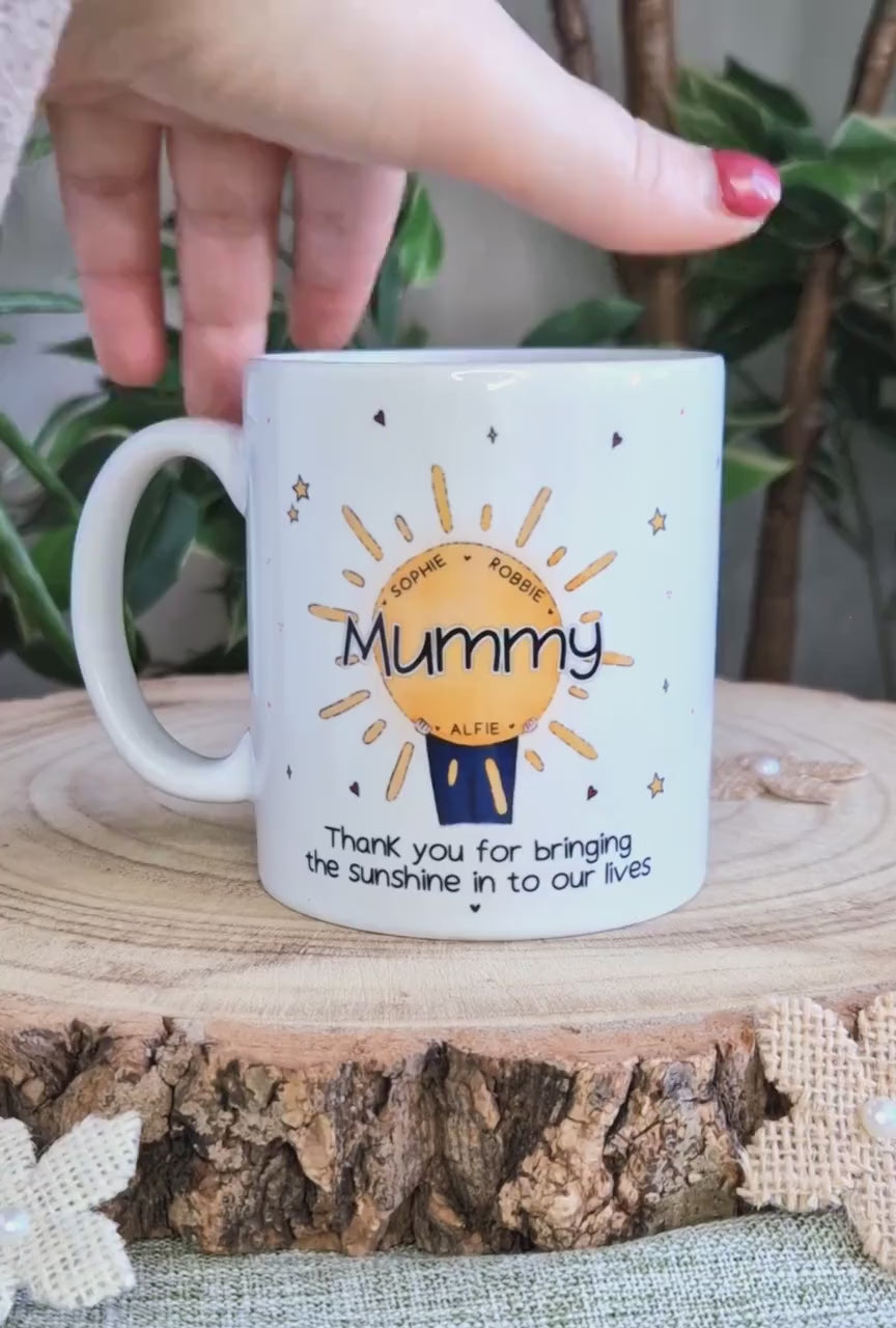 Personalised Mummy mug, mother daughter gift, mother's day mug, birthday presents for her, custom name mug for mum, sunshine gifts, UK made